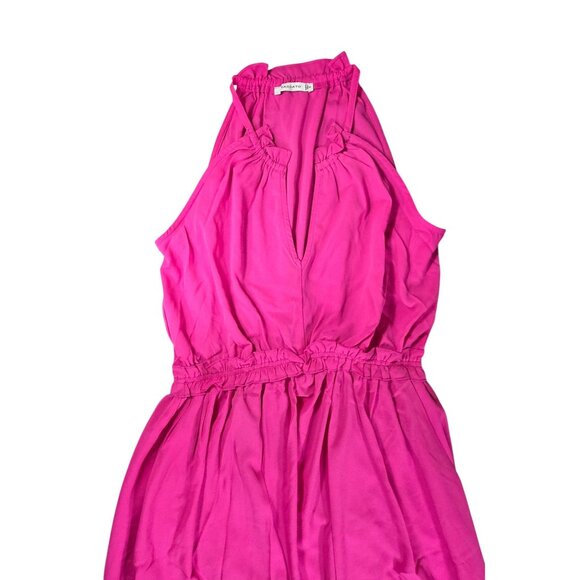 Staccato Hot Pink Sleeveless Maxi Dress  Womens Small Ruffled Hem Elastic Waist - Picture 2 of 9